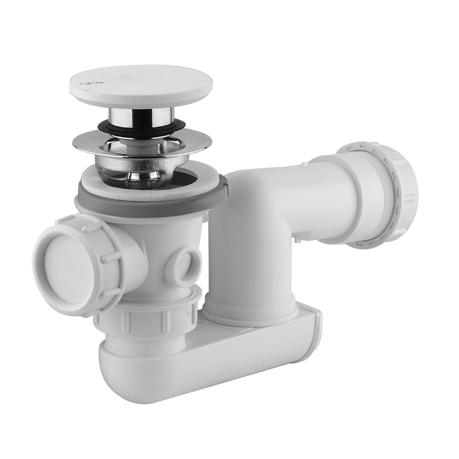 Küvet İçin Polietilen "Stop&Go" Otomatik Gider, Cristalplant® (Mat Beyaz) Tıpalı 01707